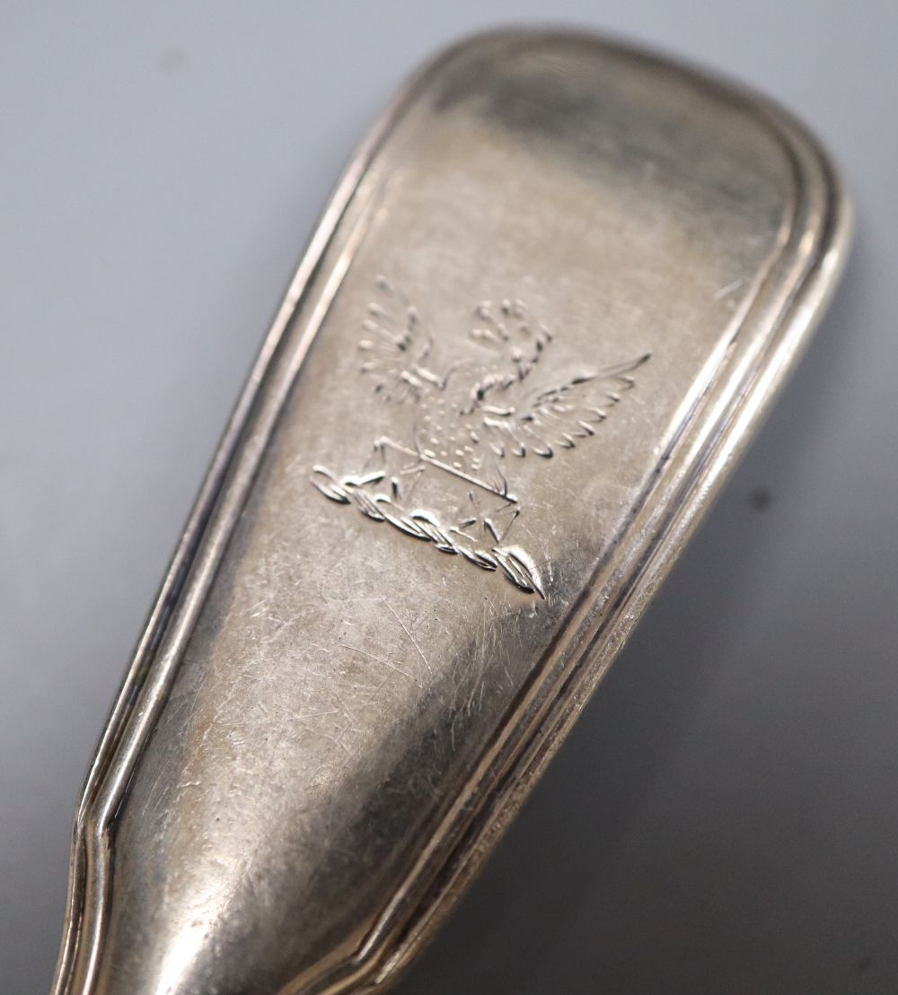A group of assorted mainly 19th century silver flatware, including a set of six teaspoons by George Adams, London, 1877, 160z.